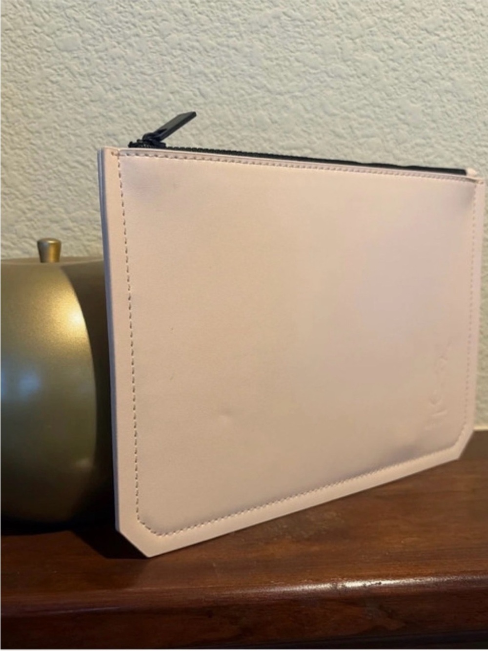Yves Saint Laurent Pale Pink Leather Zip Toiletry Pouch